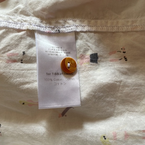 Anthropologie Acote White Roller Skate Girl Button Up Blouse - Picture 4 of 4